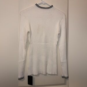 Elegant White Ribbed Sweater